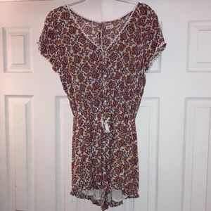Hollister orange floral designed romper